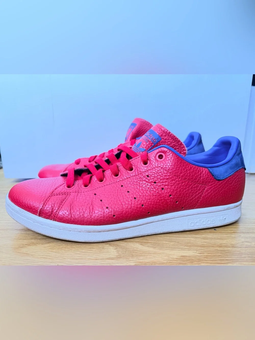 Adidas Stan Smith 'Scarlet Collegiate Royal' Mens Sz 10.5 Great Condition